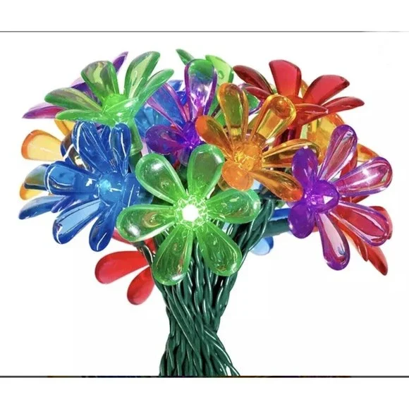 Led Solar Powered Flower Light Set 20 Lights Waterproof - Picture 2 of 4